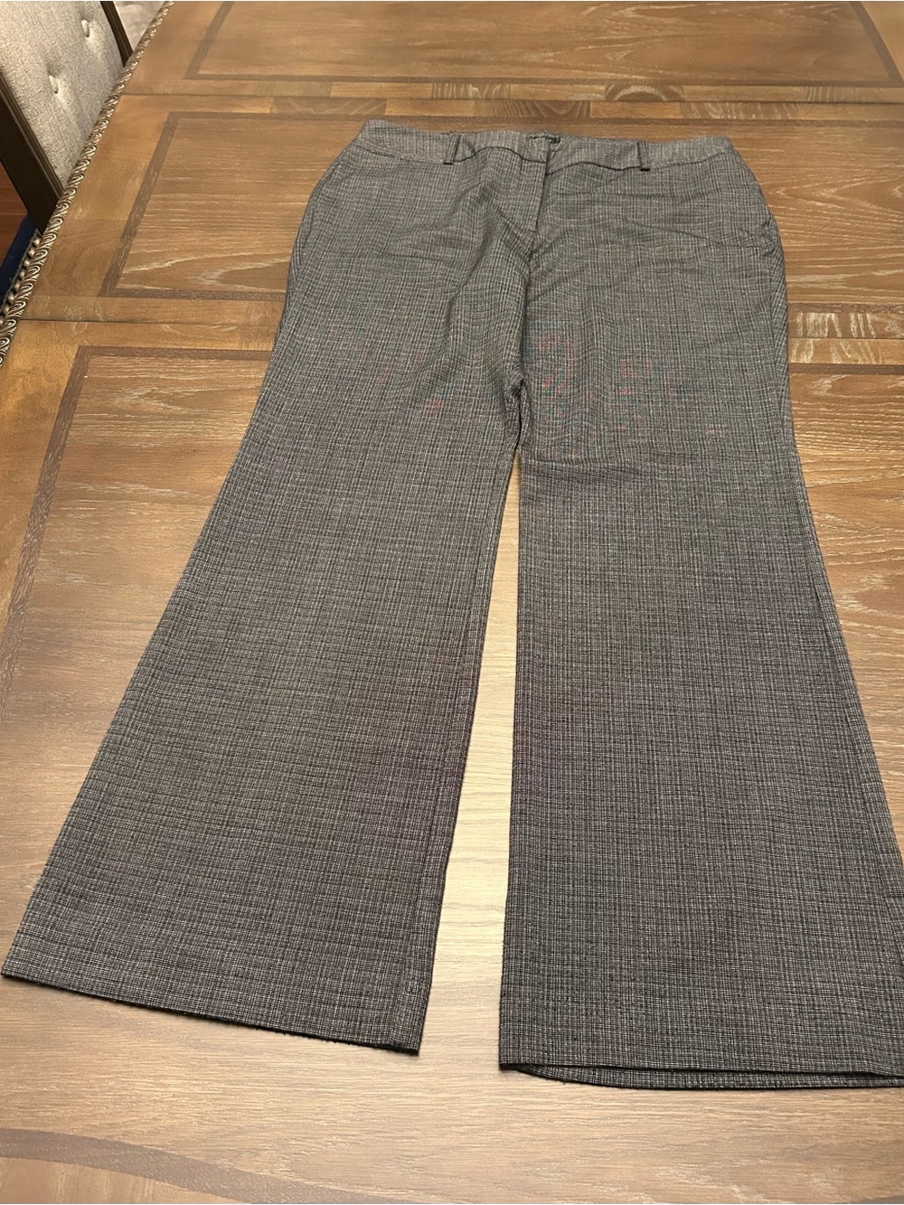 Worthington Gray Plaid Boot-Cut Dress Pants